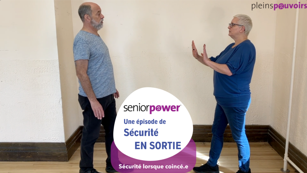 Miniature pour l'épisode 4 de la mini-série vidéo Seniorpower : Sécurité en sortie. Thème de l'épisode : Prendre en main sa sécurité lorsque coincé.e